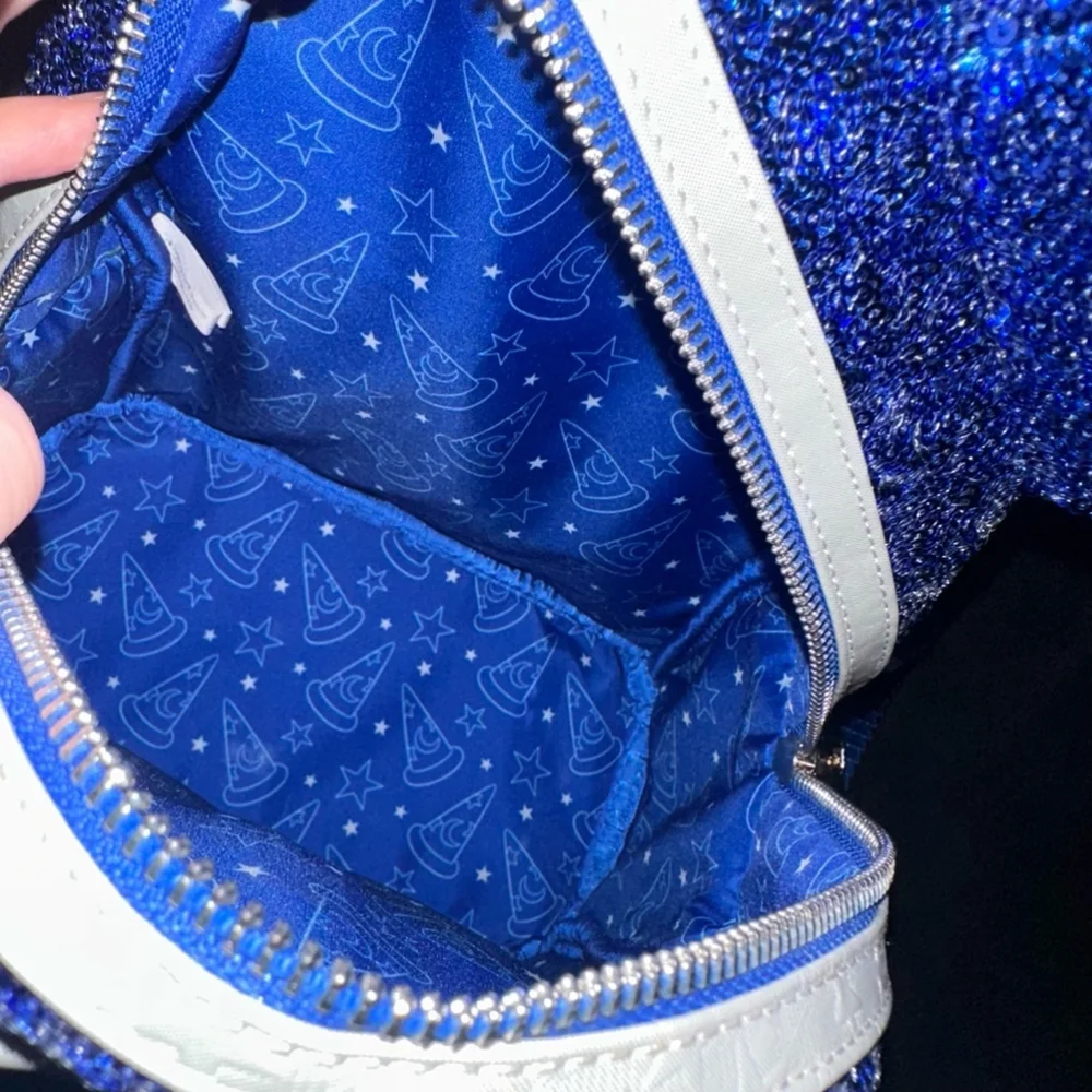 Loungefly Disney wishes come true Backpack Blue White sorcerer Mickey blue stars - Picture 8 of 8
